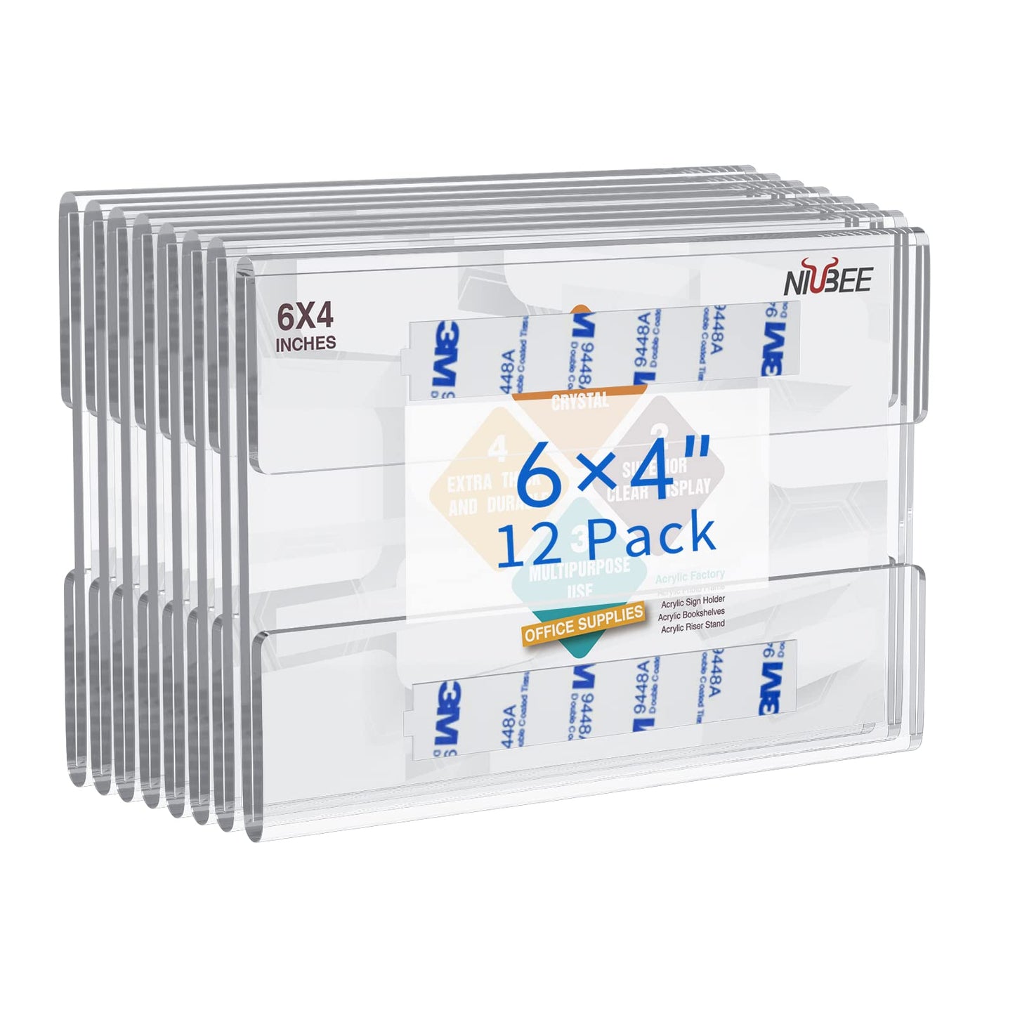 4×6" Adhesive Acrylic Sign Holder Horizontal