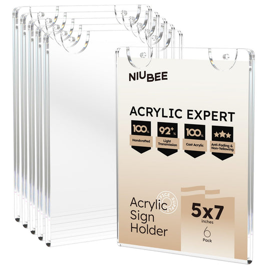 5×7" Wall-Mounted Sign Holder Vertical – 6 Pack