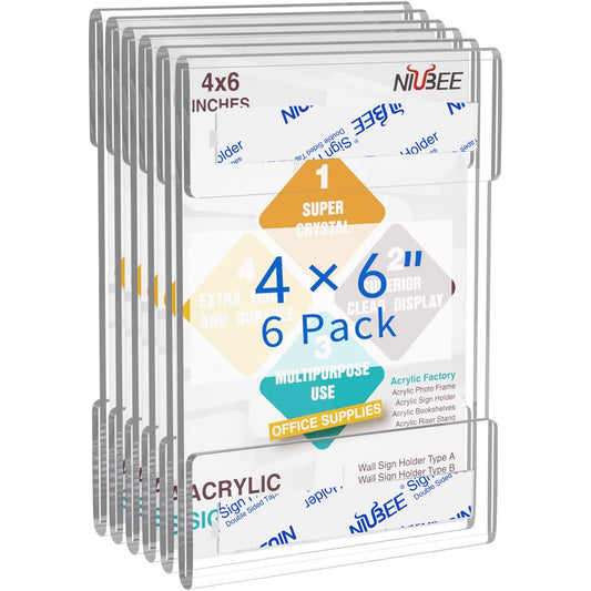 4×6" Adhesive Acrylic Sign Holder Vertical