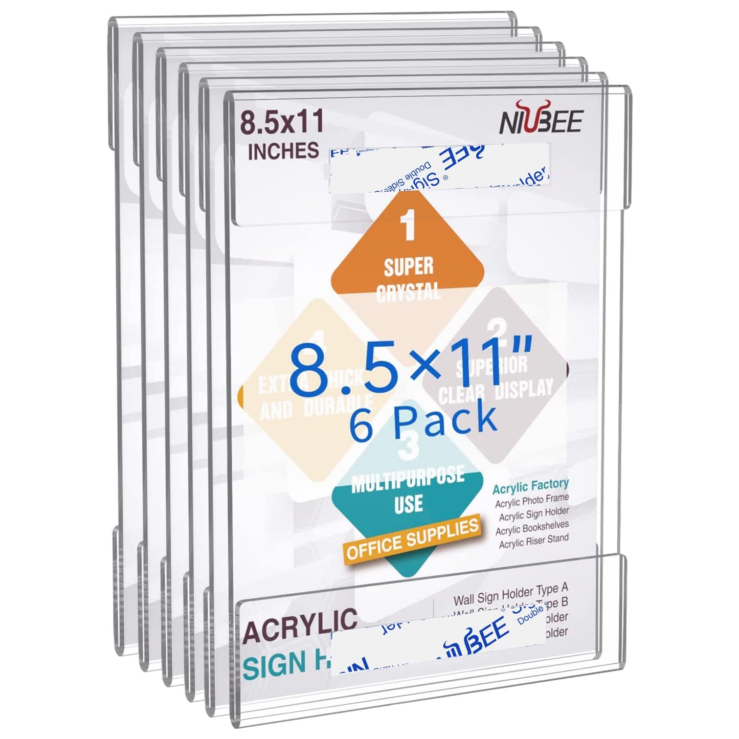 8.5×11" Adhesive Acrylic Sign Holder Vertical