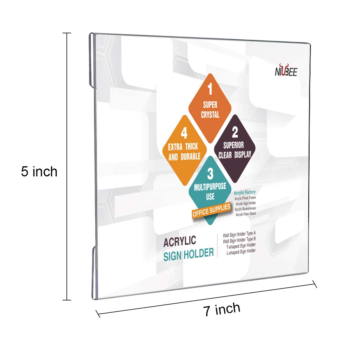 5×7" Adhesive Acrylic Sign Holder Horizontal