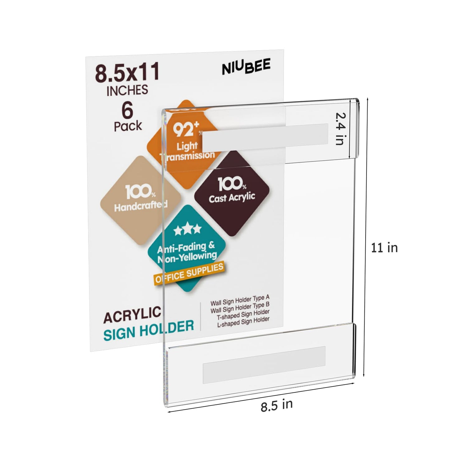 8.5×11" Adhesive Acrylic Sign Holder Vertical
