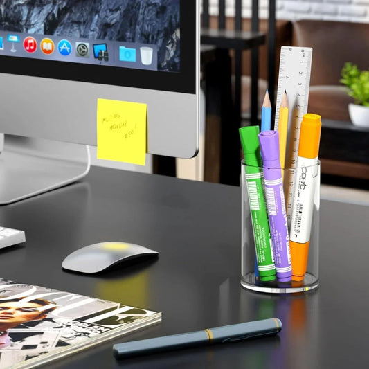 Round Acrylic Pen Holder – 2 Pack - NIUBEE