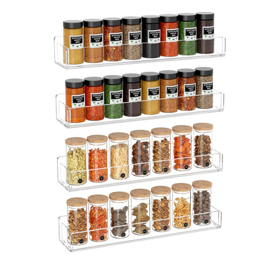 Wall-Mounted Acrylic Spice Rack – 4 Pack - NIUBEE