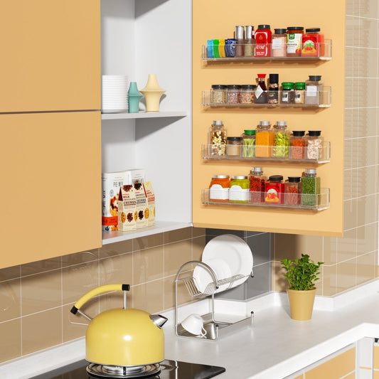 Wall-Mounted Acrylic Spice Rack – 4 Pack - NIUBEE